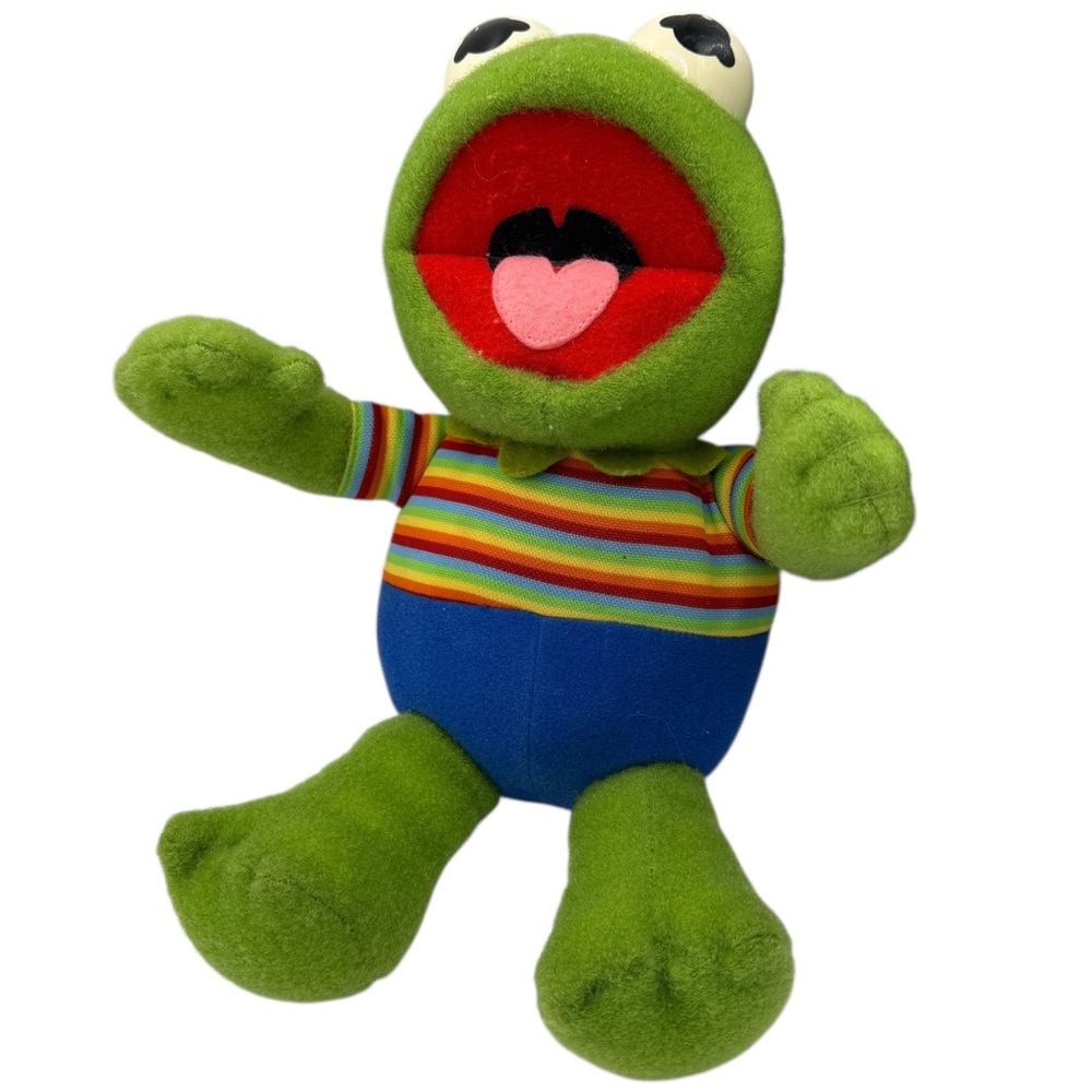 Vintage 1983 - Muppet Babies - Hasbro Softies Baby Kermit the Frog Plush Toy